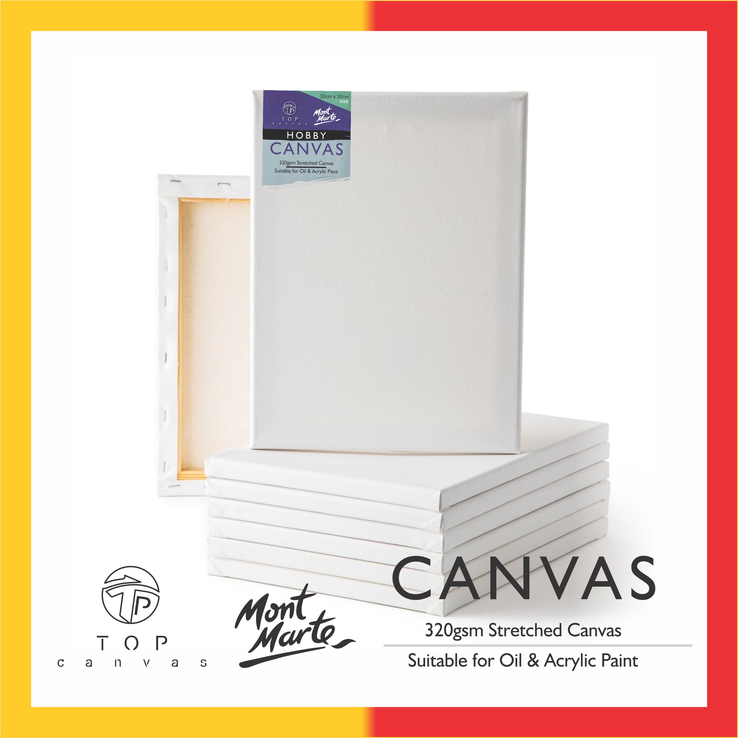 [MrTop] Stretched Canvas Board / Drawing Canvas Panel/ Canvas Frame Oil Painting & Acrylic Painting/ Drawing Canvas Board