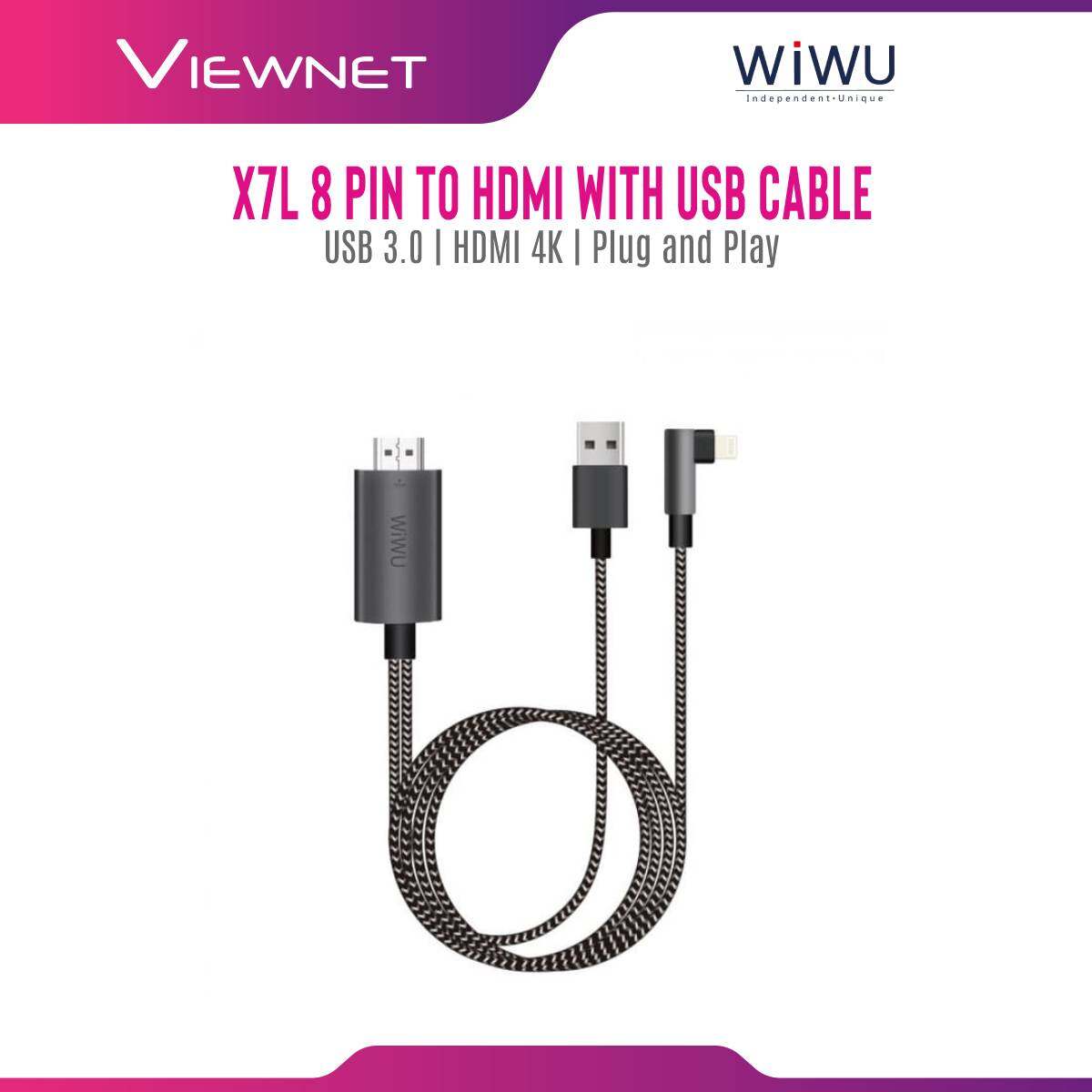 Wiwu X7L 8 Pin To Hdmi With Usb Cable
