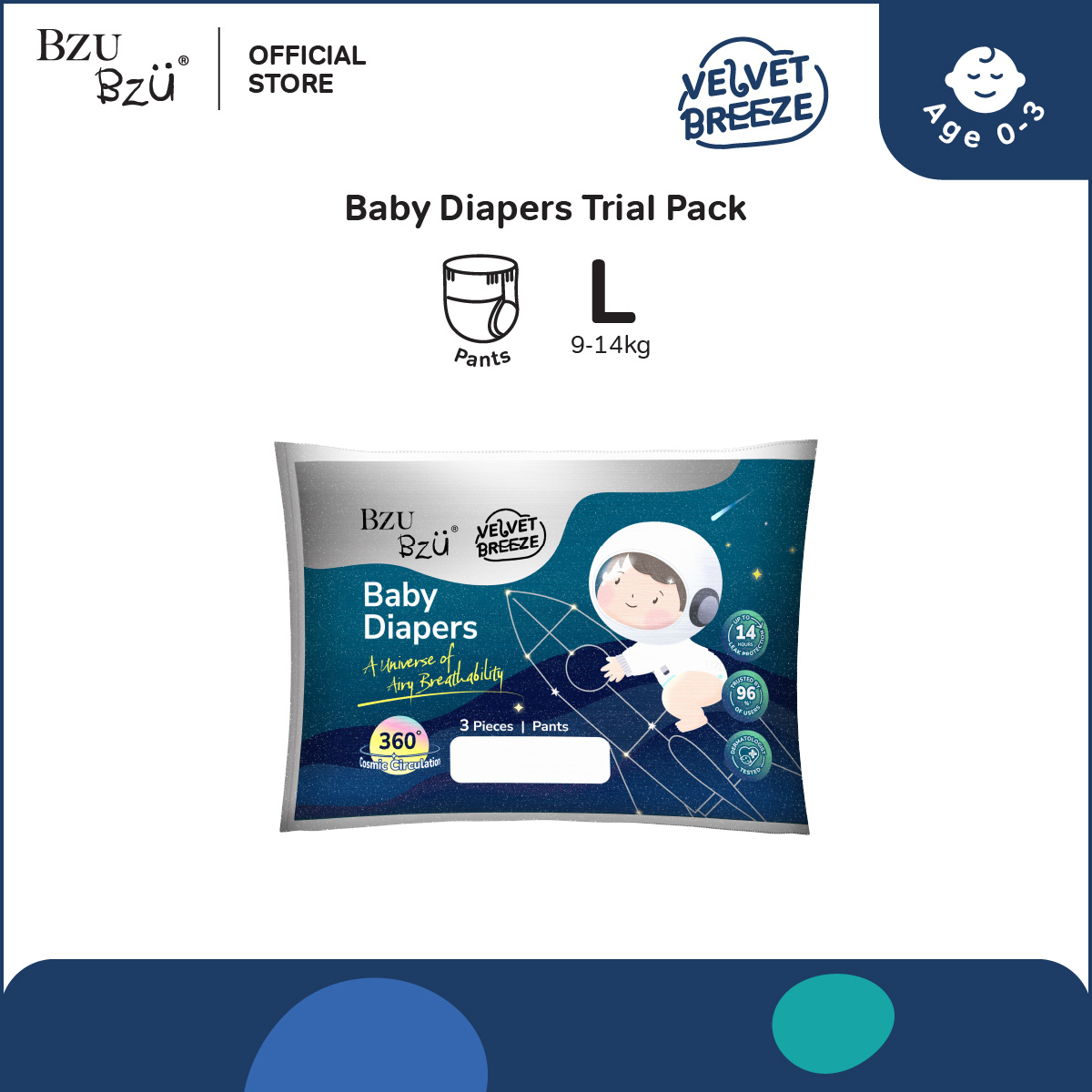 BZU BZU VelvetBreeze Baby Diapers Pants Trial Pack