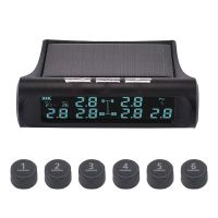 TPMS Wireless HD Solar Charge Car Tire Pressure Alarm Monitor System Display Turn On with Vibration with 4 Sensors