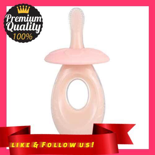 People\'s Choice Baby Training Toothbrush and Teether Prevent Swallow Soft Silicone Toothbrushes Teether Safe for Babies Teething Toy Infants Toddlers (Pink)