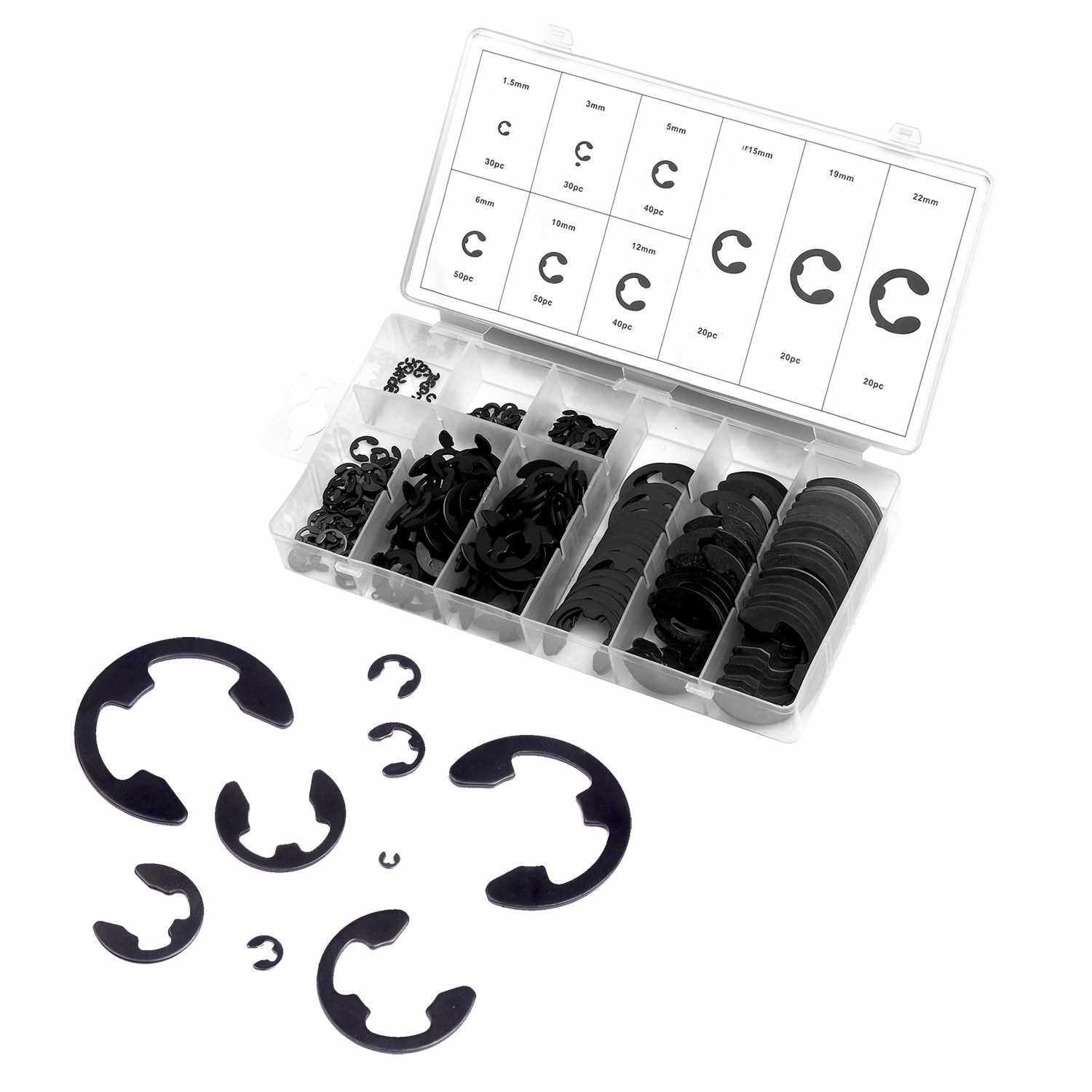 380pcs 9 Sizes EClip Circlip External Retaining Ring Assortment Set