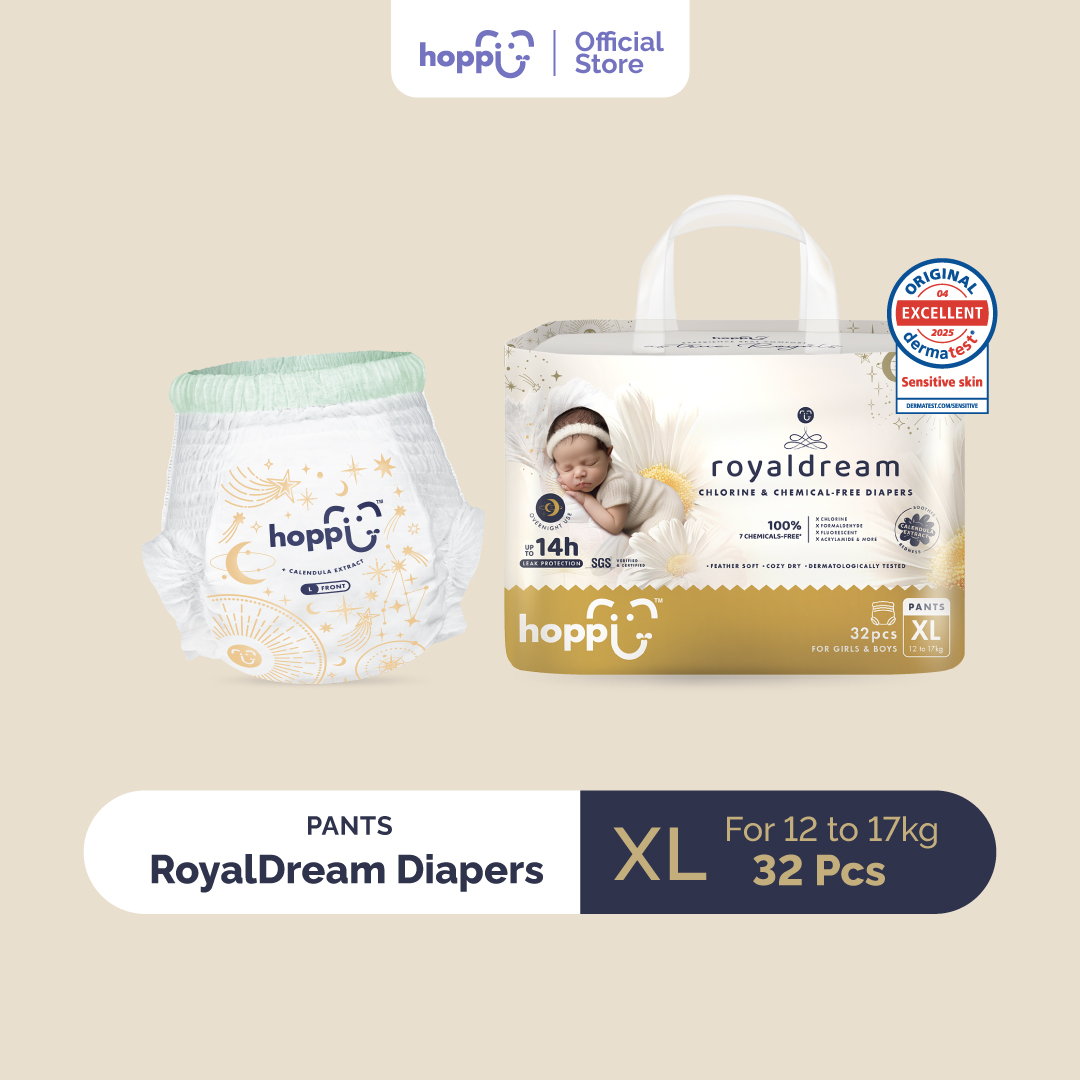 Hoppi RoyalDream Baby Diaper Pants M42/L38/XL32/XXL28 (1 Pack) 100% 7 Chemicals-Free*