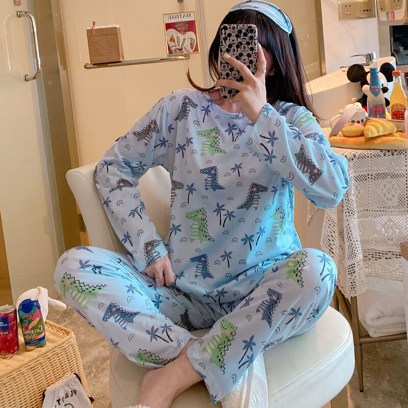 Malaysia Seller - Women Comfortable Fabric Long Sleeve and Long Pant Cutie Cartoon Design Sleepwear Nightwear Pajamas L1650