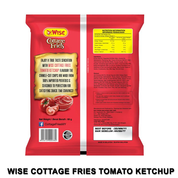 Wise Cottage Fries Tomato Ketchup Potato Chips 60G
