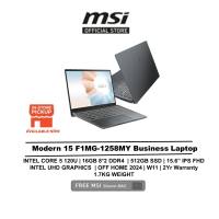 MSI Laptop Modern 15 AI F1MG-1258MY (CORE 5 120U/16GB  /512GB SSD/Intel UHD Graphics/15.6″ IPS FHD /Microsoft Office Home 2024/W11/ SLEEVE BAG /2YRS)