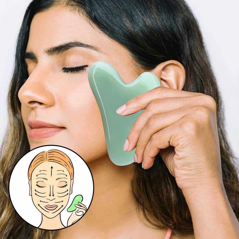 BEST SELLER Gua Sha Scraping Massage Tool Natural Material Guasha Board Gua Sha Facial Body Tool for SPA Acupuncture Therapy Trigger Point Treatment (Dark Green)