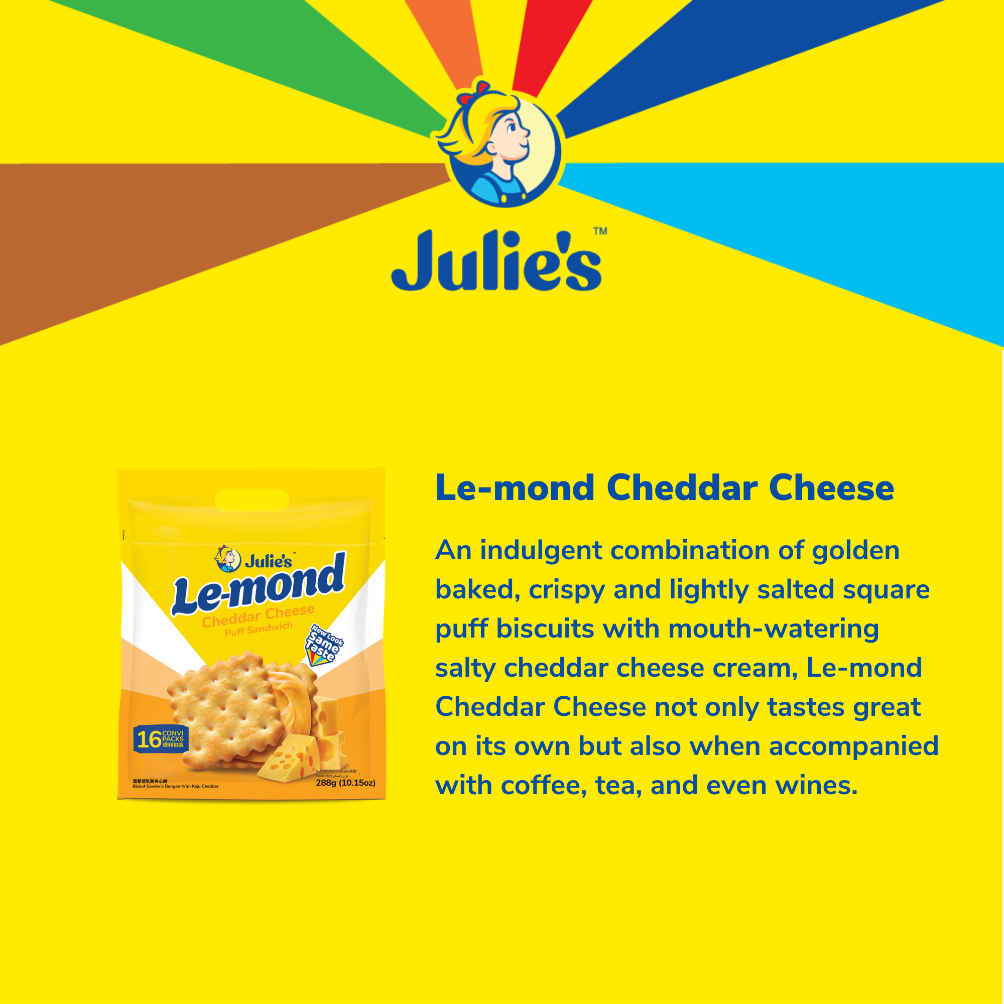 Julie's Le-mond Cheddar Cheese Puff Sandwich 288g x 3 packs