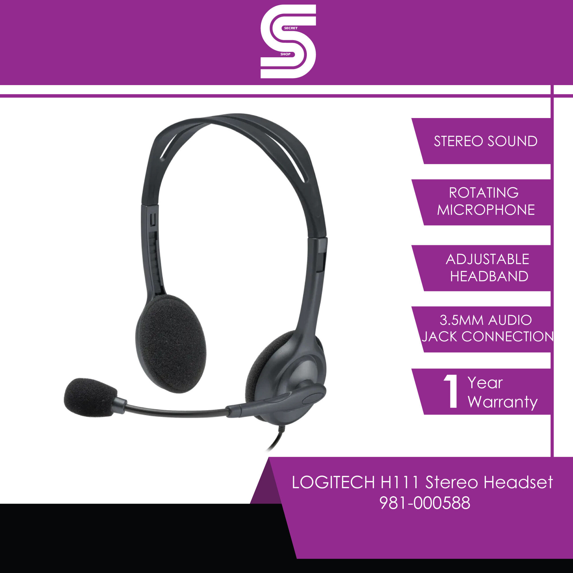 LOGITECH H111 Stereo Headset - 981-000588