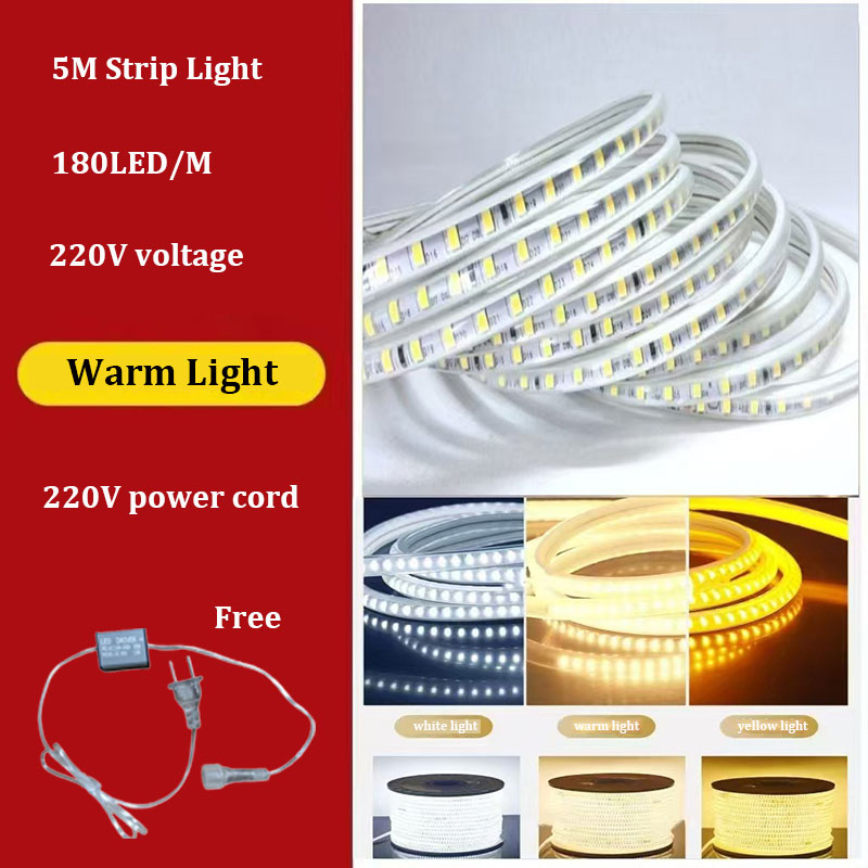 220V waterproof LED Strip Light 600LED Free plug outdoor Light Strip can cut Flexible Rope Tube atmosphere light for TV