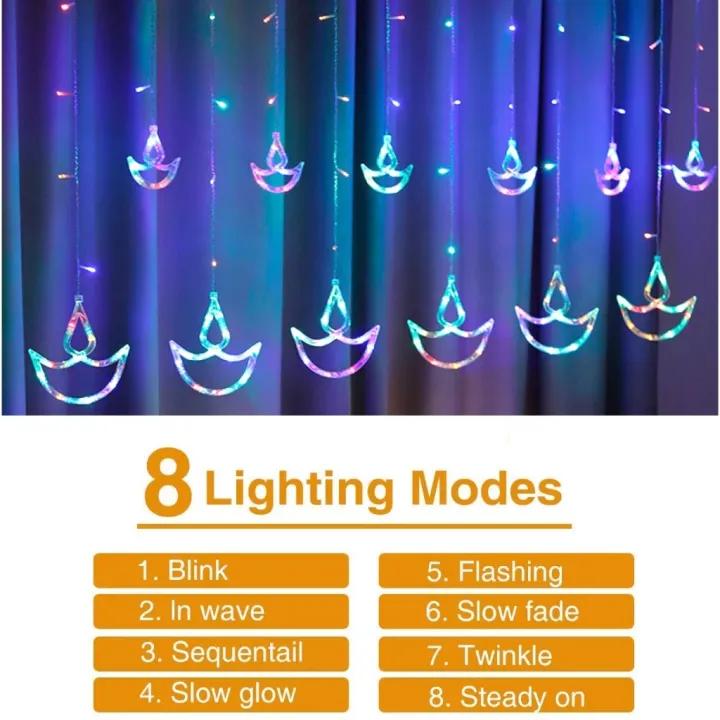 Diwali Light Deepavali Light CurtainString Lights with Pack of 12 Hanging Diyas Anchor Curtain Lights deepavali decoration light Bedroom Christmas Deepavali Wedding Decoration String Lighting