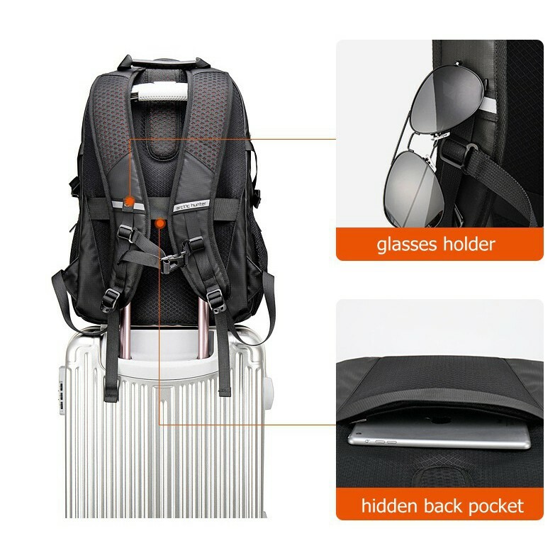 Arctic Hunter i-Luminous Backpack Waterproof Nylon Laptop Backpack USB Charging Business Professional Travel (15.6")