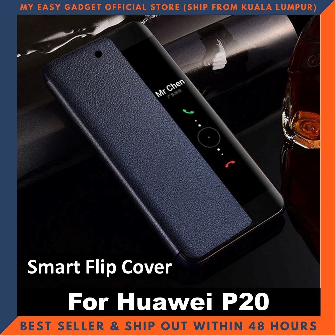 Huawei P20 / P20 Pro Case Pu Luxury Leather Flip Cover Full Protection Smart Window View Phone Case