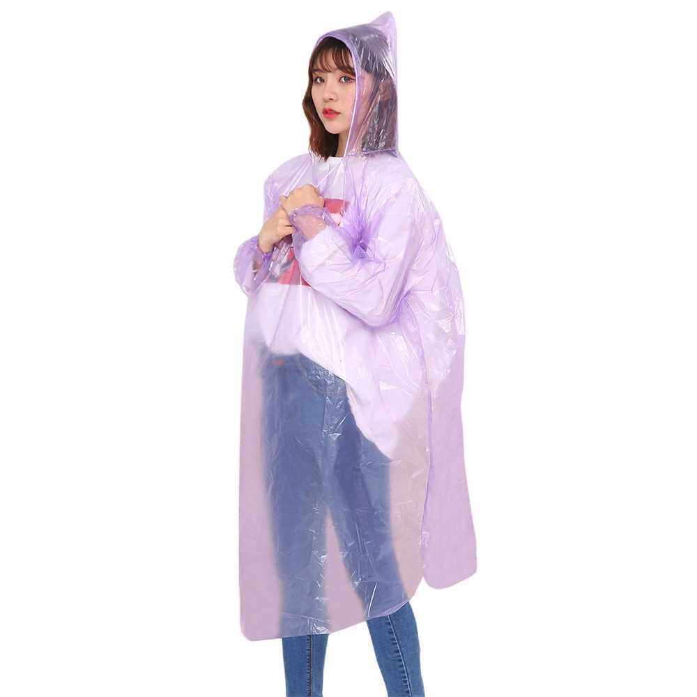 Thickened adult disposable raincoat portable pe children\'s poncho amusement park outdoor transparent raincoat manufacturers can be customized purple One size xl (Purple)