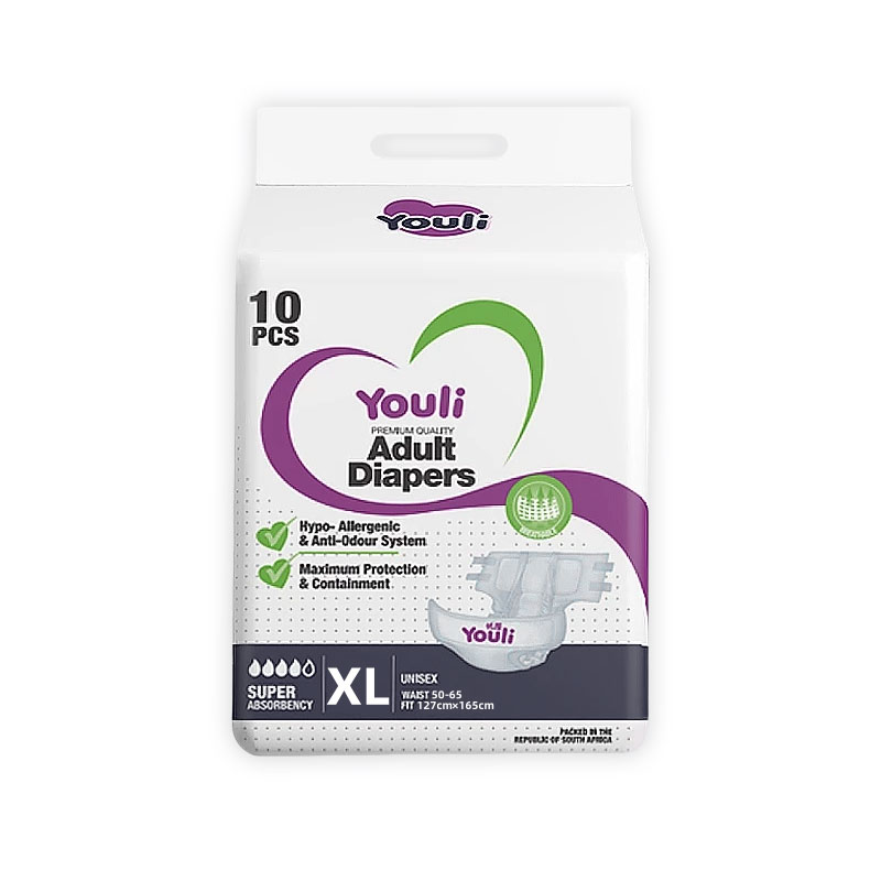 YOULI Breathable Adult Diaper - M/L/XL (100 Pcs) High Absorbency 2000ML Breathable & Ultra Thin
