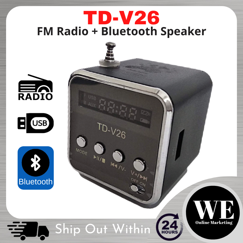 (Ready Stock) Mini Radio FM Bluetooth Speaker TD-V26 ? Portable Wireless Digital Stereo USB Micro SD TF Card MP3 3.5mm Jack Multifunction