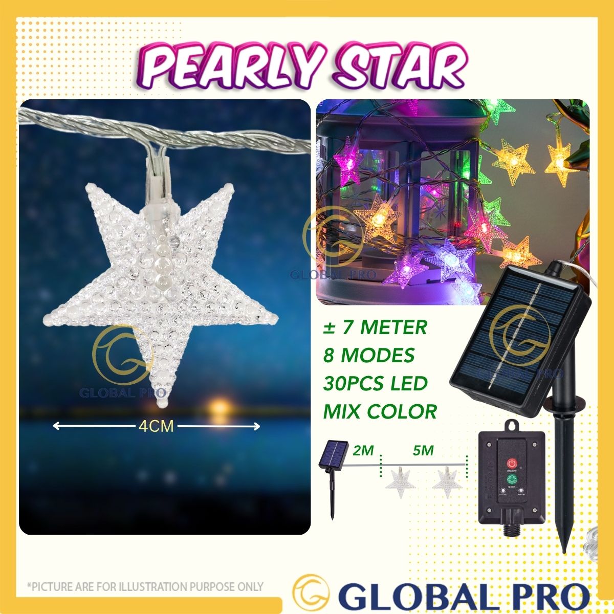 7M SOLAR Lamp Lampu Solar Outdoor Light Lampu Lip Lap Lampu Camping Lampu Kelip Kelip Raya Fairy String Lights Sakura