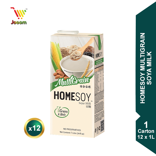 Homesoy MultiGrain Soya Milk 1 Carton (12 x 1L) [KL & Selangor Delivery Only] (exp: 11/4/2024)