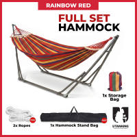 UtanKing™ Anti-Rollover Hammock Set Stand Buaian Gantung Camping Rainbow Swing Hanging Chair Endui