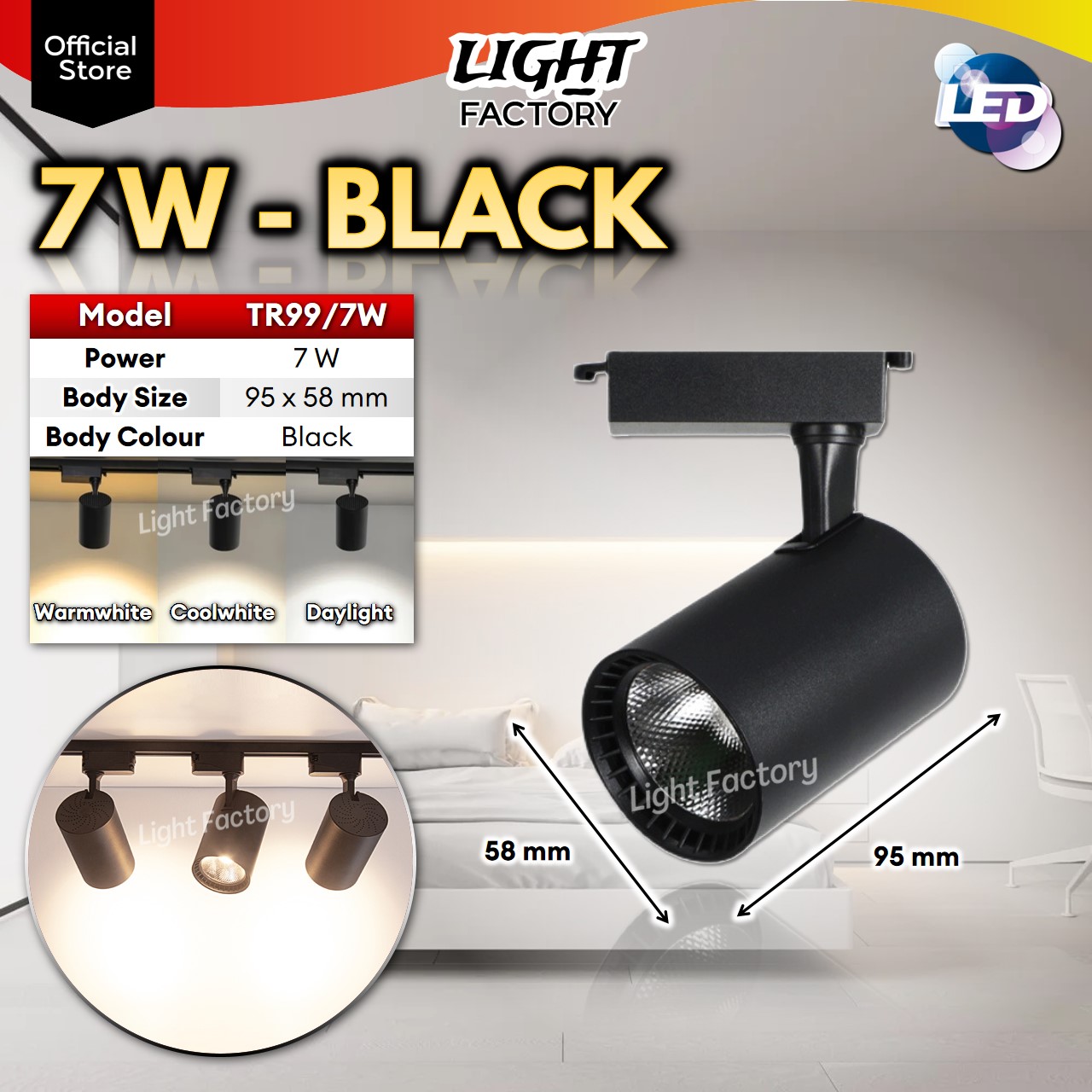 🔥HOT🔥 Lampu Track Light LED 7W 12W 20W 35W Black/White COB LED Spotlight Lampu Trek Daylight / Coolwhite / Warmwhite