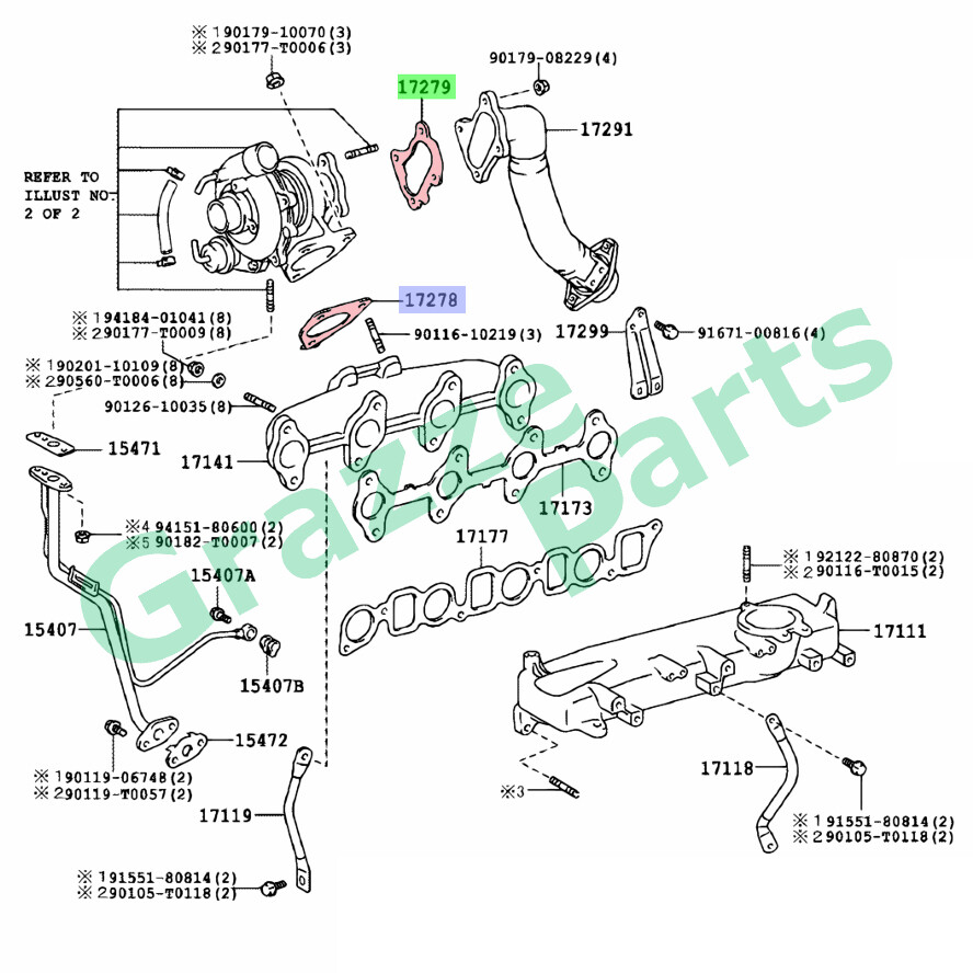 (2pcs/set) Münster Inlet & Outlet Turbo Turbine Gasket Vigo Hilux KUN25