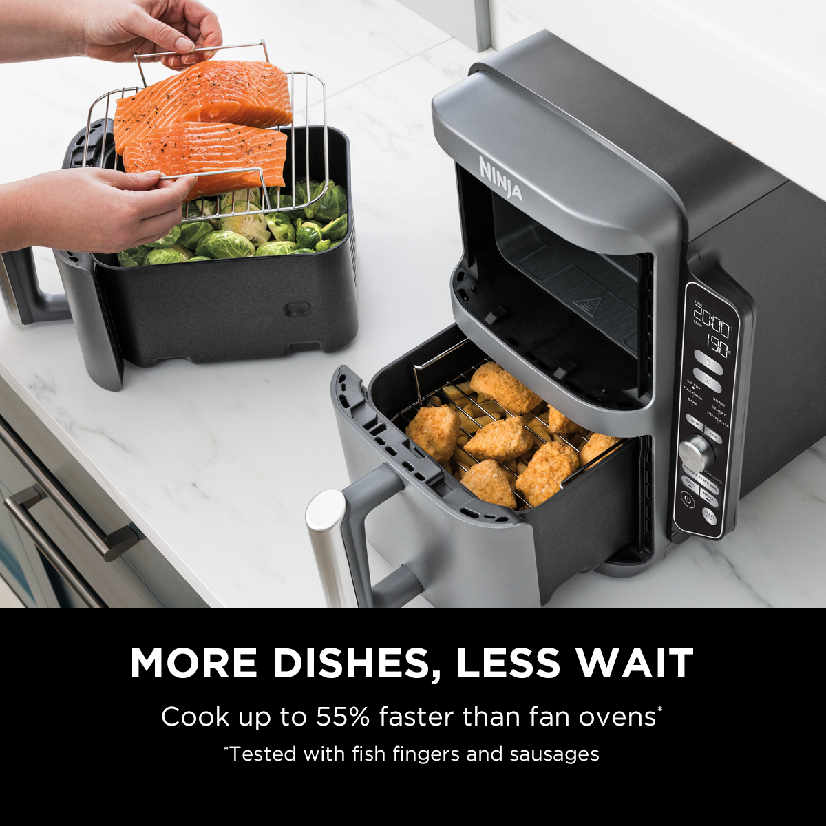 Ninja DoubleStack XL 9.5L Air Fryer / Dual Basket to cook