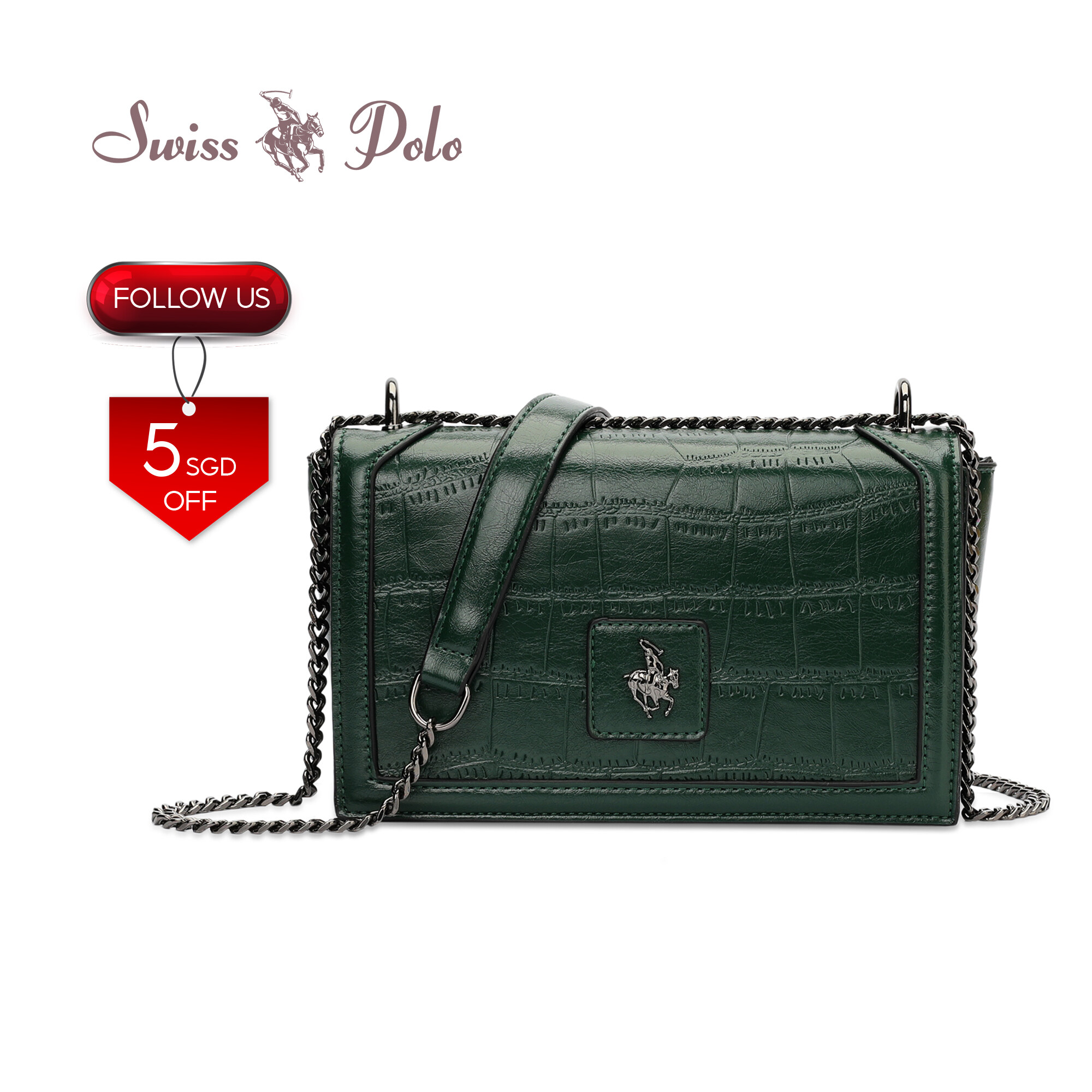 SWISS POLO Ladies Chain Sling Bag HBP 606-2 GREEN
