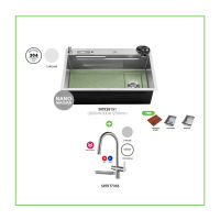 SORENTO 80CM NANOMAGMA SUS304 Material Multifunctional Kitchen Sink SRTKS8151 Sinki Dapur tandas handmade kitchen sink