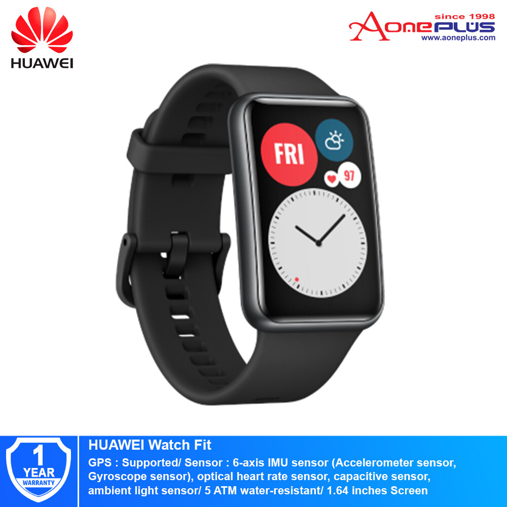 HUAWEI Watch FIT Bluetooth SmartWatch, 1.64-Inch/10 Days Battery/GPS Fitness Tracker/5 ATM Waterproof - Graphite Black/ Sakura Pink