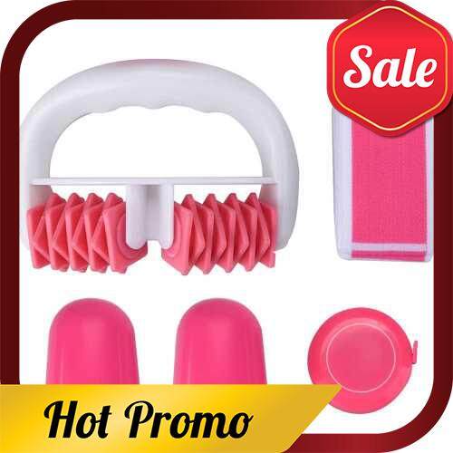 4 Piece Set Fitness Massage Set Massage Roller Silicone Cupping Machine Fitness Pull Band Ruler Body Relaxation Kit (Standard)