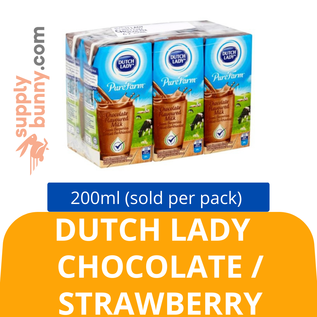 Dutch Lady UHT Chocolate / Strawberry 200ml X 6 (sold per pack) 巧克力牛奶/草莓牛奶 PJ Grocer Dutch Lady Coklat / Strawberi