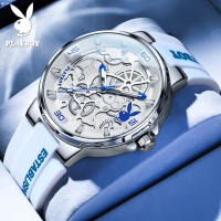 PLAYBOY  watch men original waterproof luxury brand casual hollow luminous fashion tape student quartz watch scratch-resistant mirror gift for boyfriend