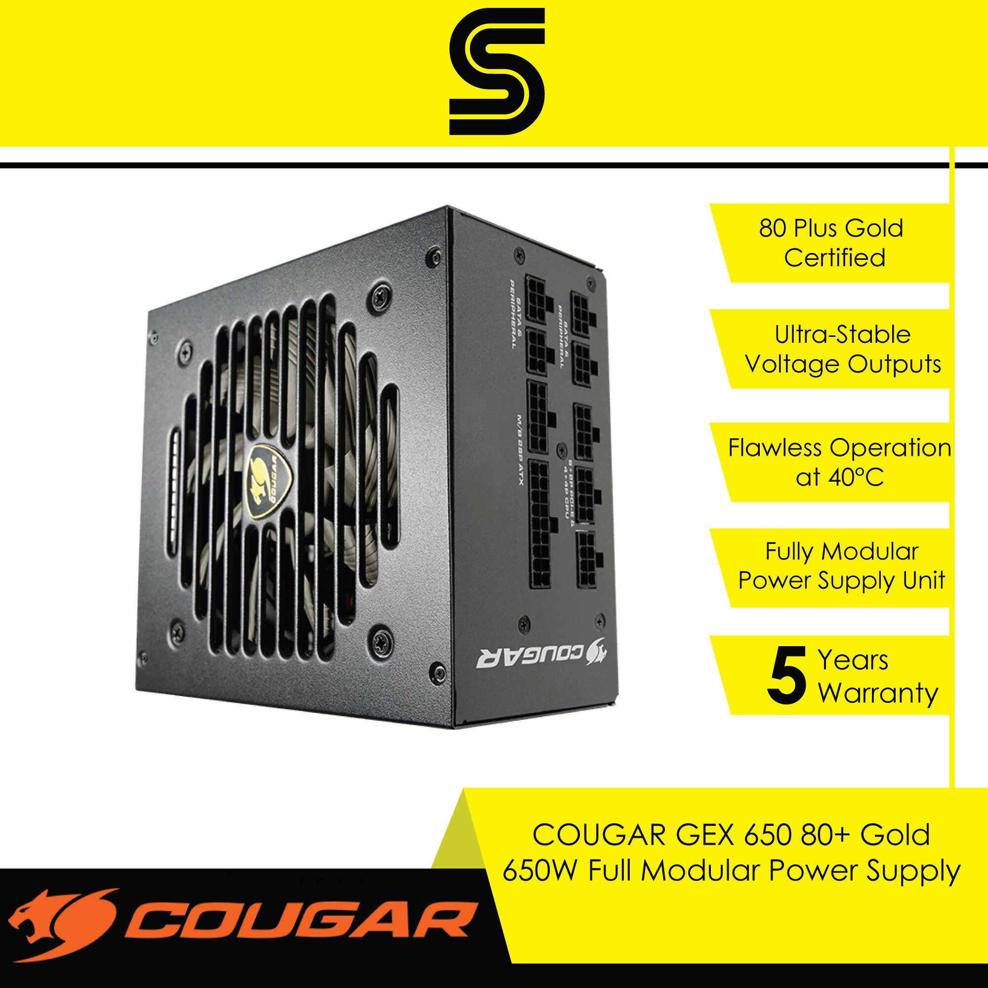 COUGAR GEX 650 80+ Gold 650w Full Modular Power Supply