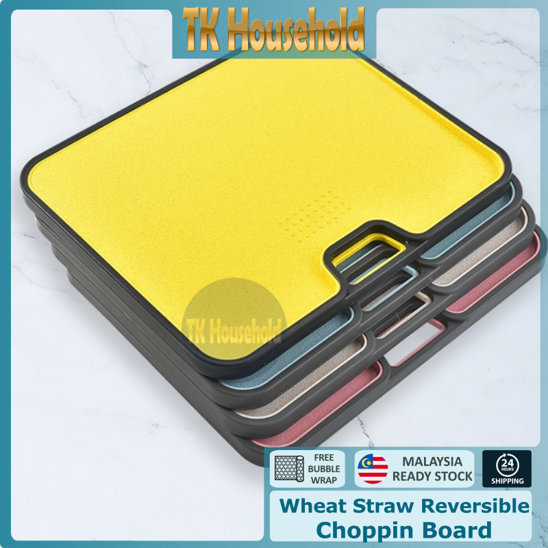 Chopping Board Double Sided Non-Slip Food Grade Standable Antibacterial Kitchen Cutting Board [TK Household]