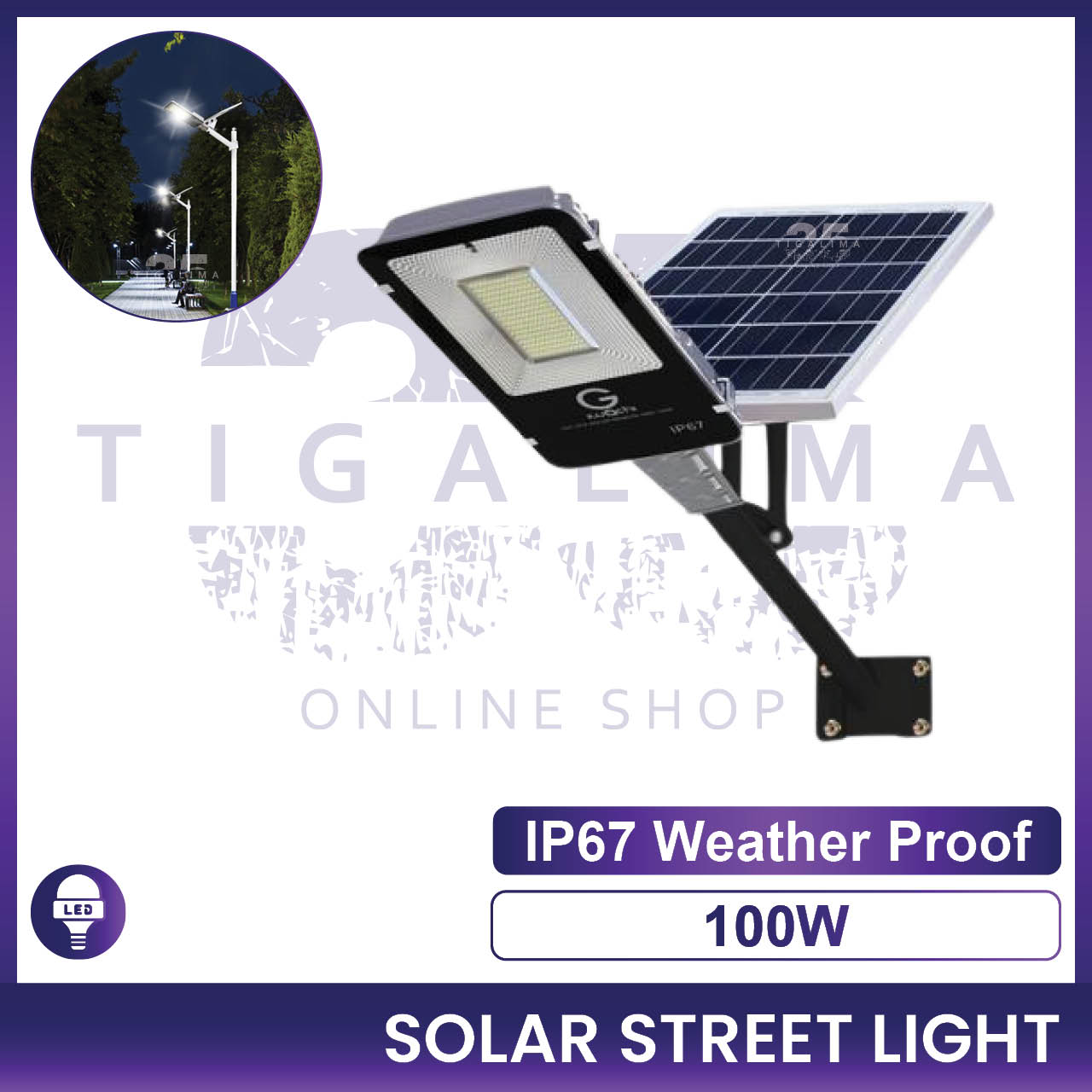 Solar Street Light 100W 200W 300W LED Outdoor Lighting Lampu Jalan Lampu Solar Power Upgraded Remote IP67 Water Proof