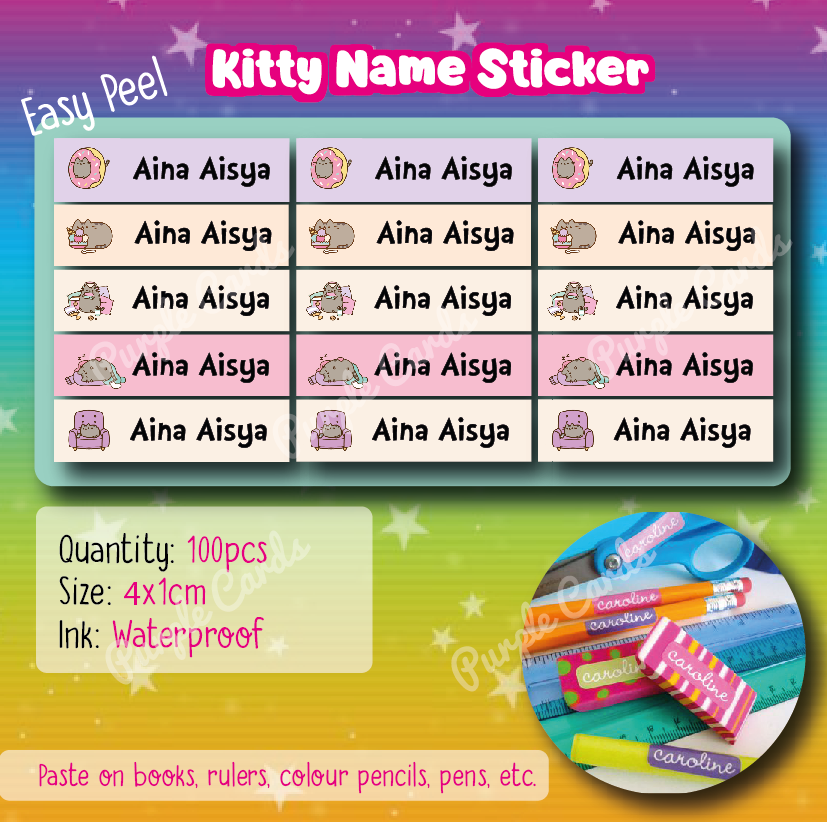 Sticker Nama 1x4cm 100pcs / Sticker Name Label / Cartoon Kids Sticker Waterproof / Sticker Label Product / Nama Murid