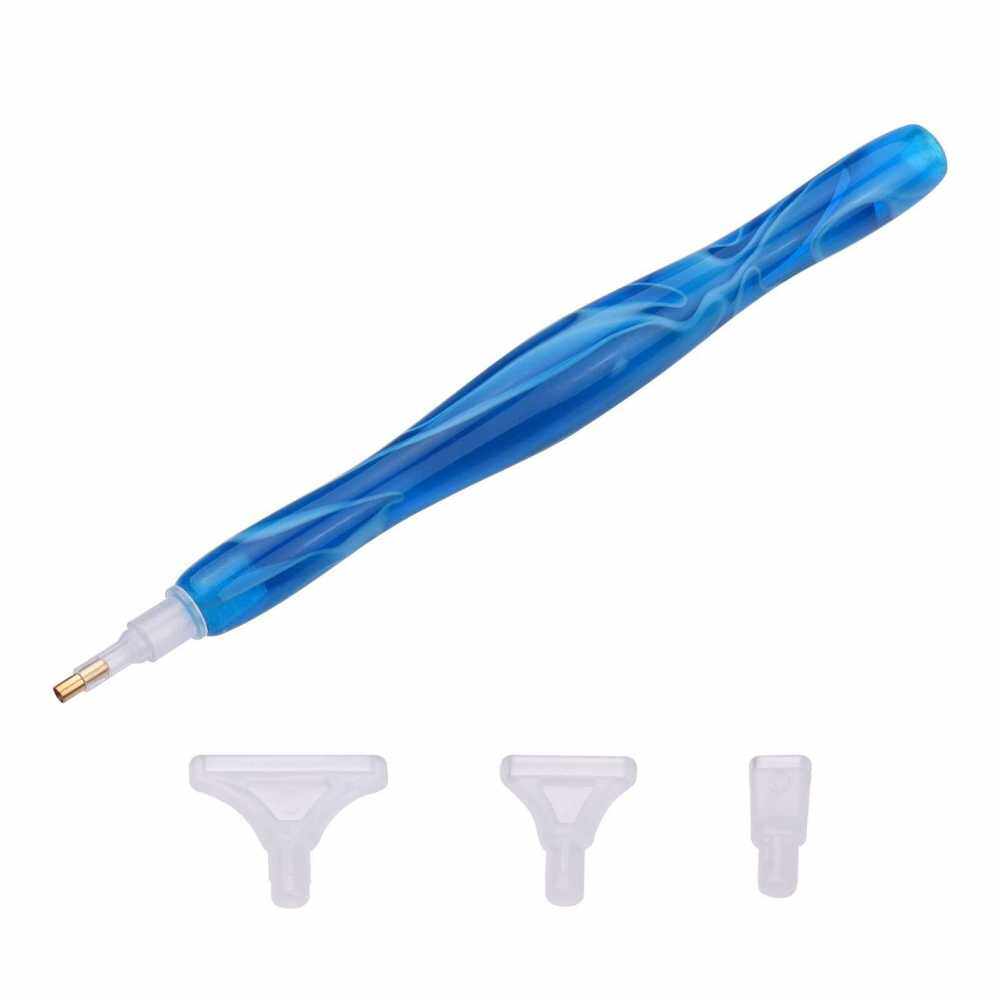 Diamond Painting Pen Kit Resin Point Drill Pen Rhinestone Picker Tool with Drill Heads for 5D DIY Diamond Painting Embroidery Accessories Nail Art DIY Decoration (Dark Blue)
