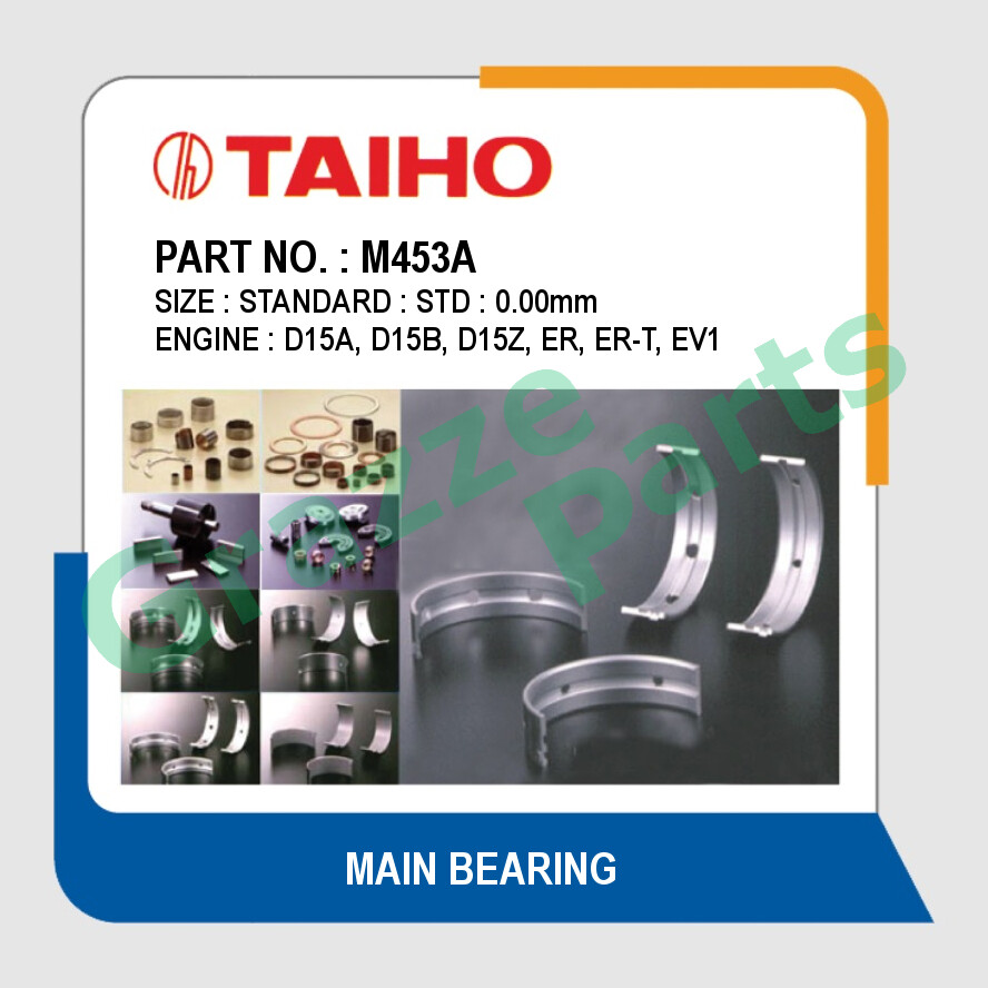 Taiho Main Bearing STD Size (0.00mm) M453A for Honda City SX8 1.5 1985~ D15A D15B D15Z