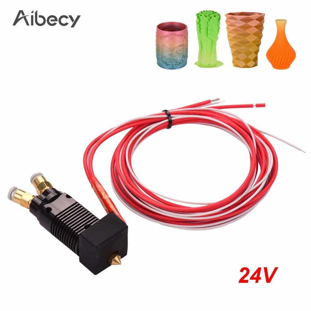 Aibecy 2 in 1 Out Dual Color Metal Hotend Extruder Kit with Cable 0.4mm Brass Nozzle Print Heat 24V Compatible with CR-10 Series Ender-3 3D Printer (Black)