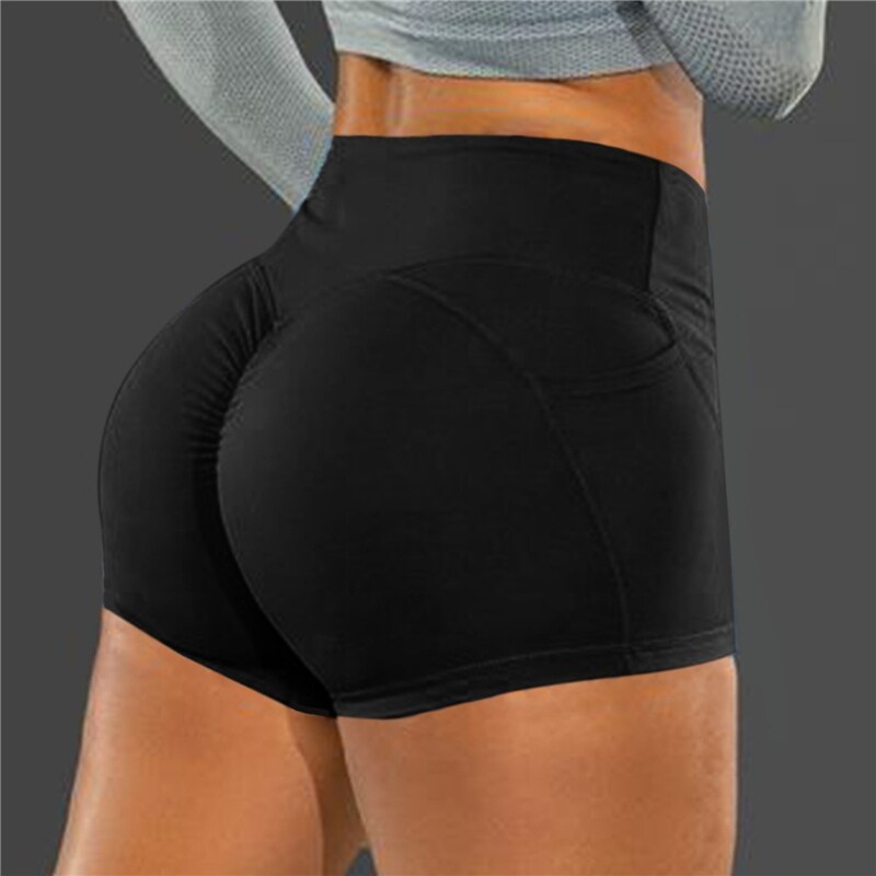 {Casual} Women Summer Short Sport Leggings High Waist Elastic Perfect Lace Leggings Gym Workout Tights Yoga Short Solid Color Pocket Casual