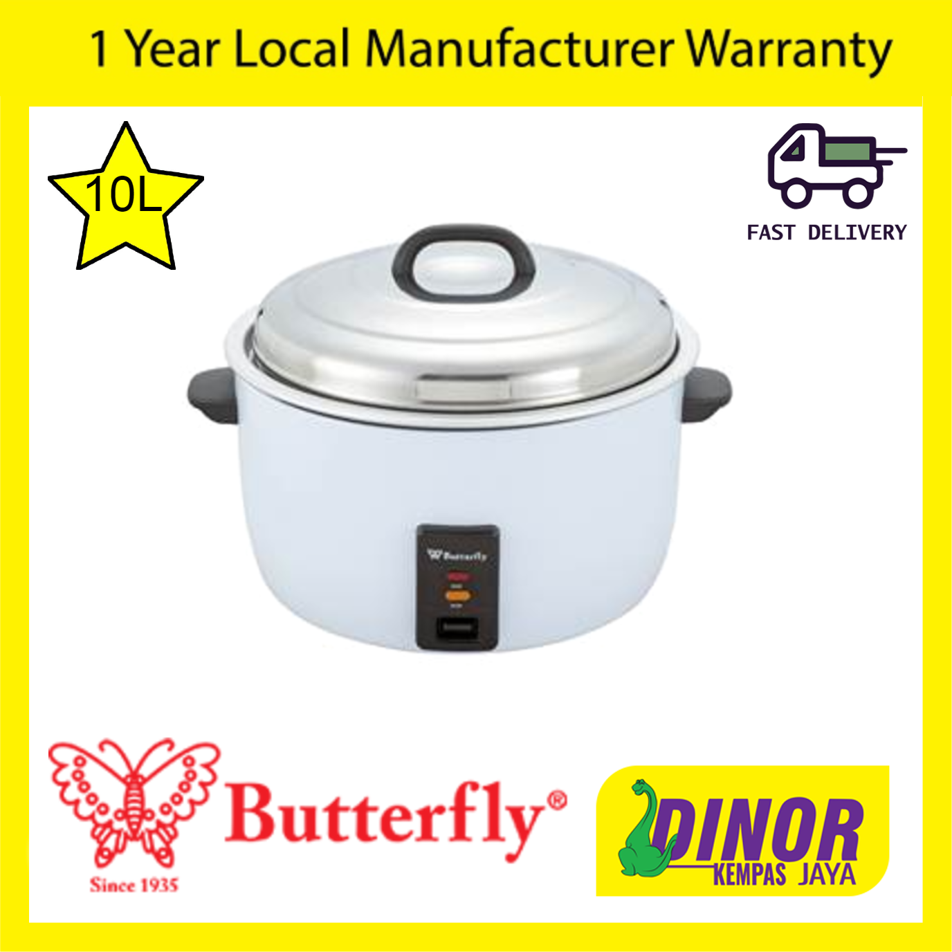 Butterfly Electric Rice Cooker 10L BRC6050 White White New PGMall