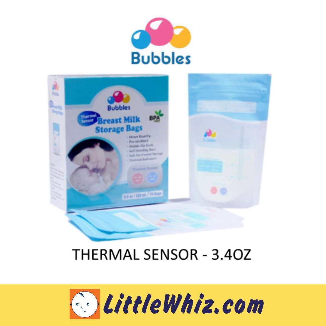 Bubbles: Thermal Sensor Double Ziplock Breastmilk Bags - 25 Bags - 1 Box