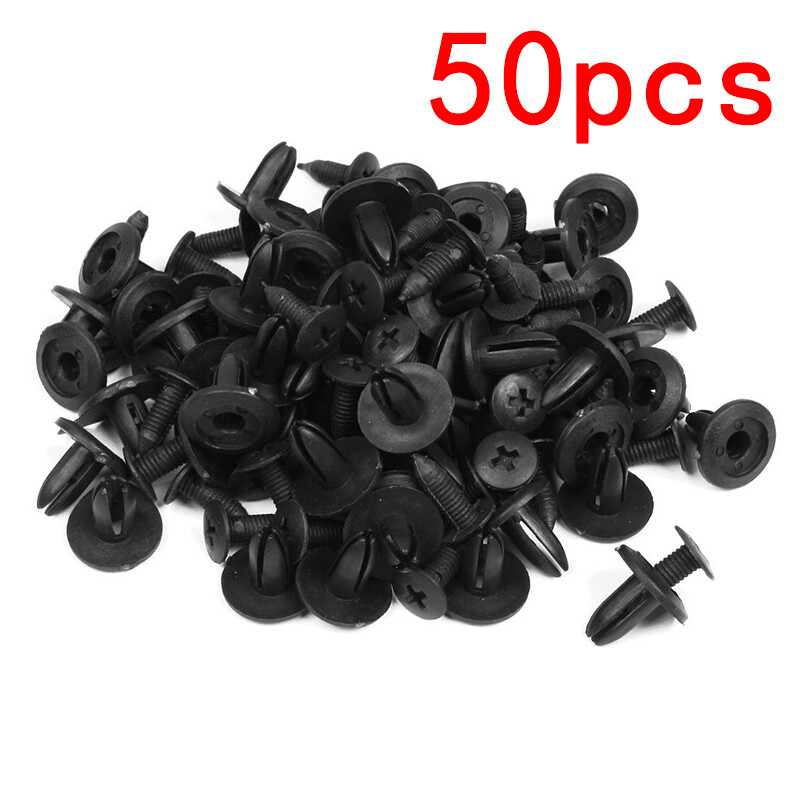 50 đinh tán bằng nhựa 6mm thông dụng cái/lốc chốt chắn bùn chân mày bánh xe cản xe ô tô kẹp đẩy kẹp giữ bảng điều khiển