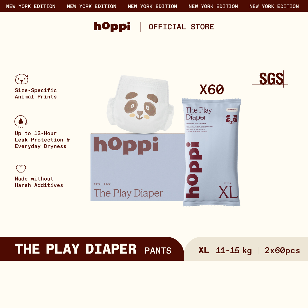(Travel Pack Carton) Hoppi Play Diaper Pants INSTANT ABSORPTION M120/L120/XL120/XXL120 (2s x 60 Packs)