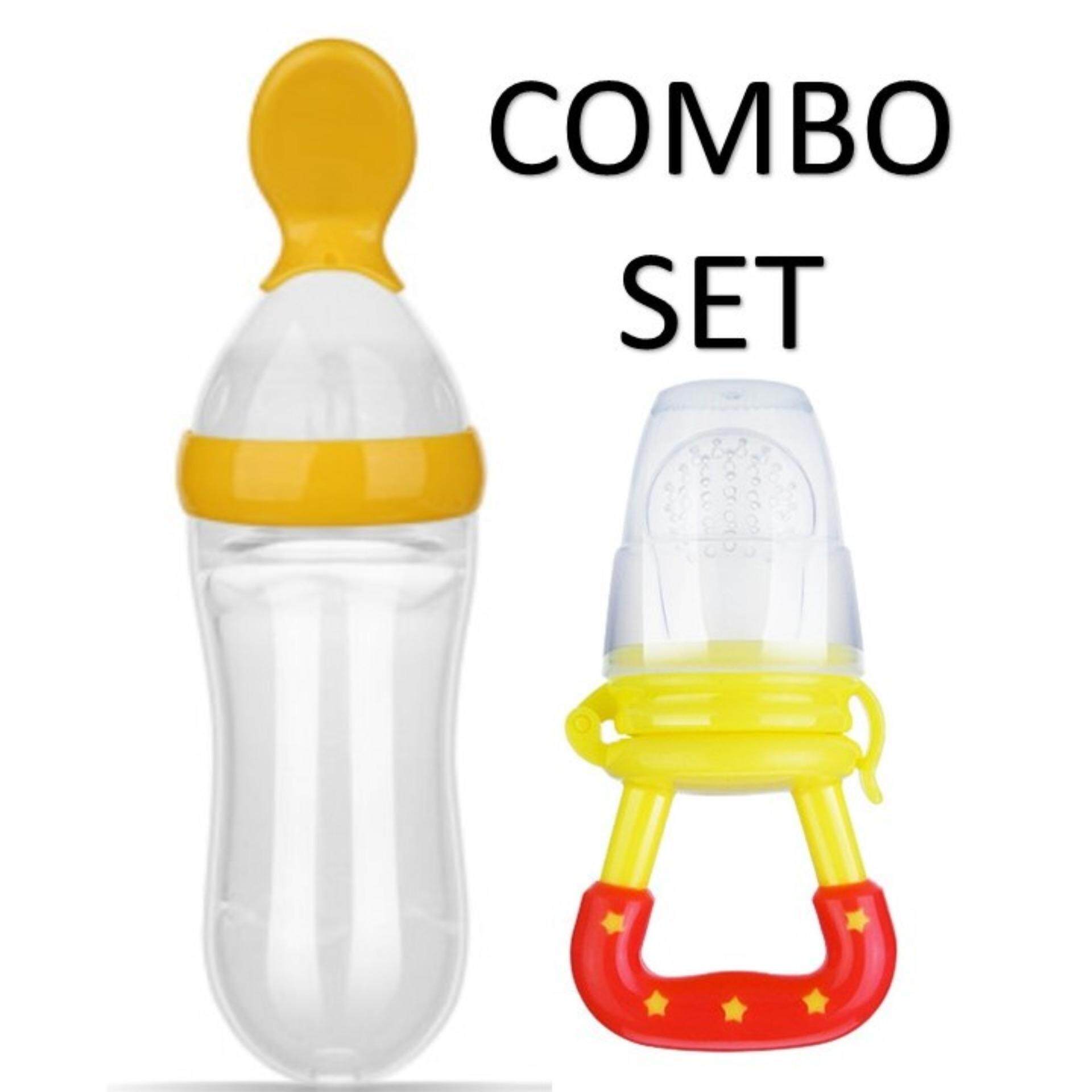 2 In 1 Silicone Baby Squeeze Spoon Food Feeder Bottle Feeder