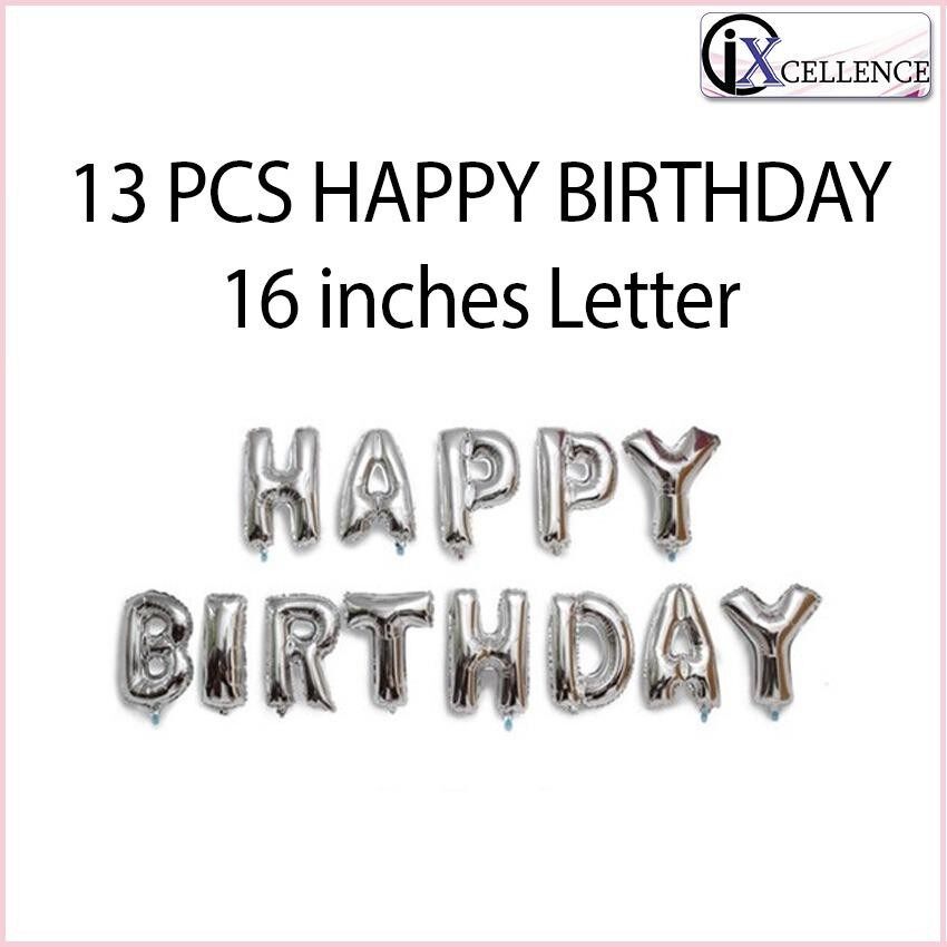 [IX] 13 PCS HAPPY BIRTHDAY 16 inches Letter (Silver) toys for girls