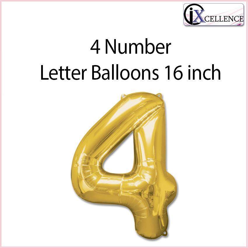 [IX] NUMBER 4 Letter Balloon 16 inch (Gold) toys for girls