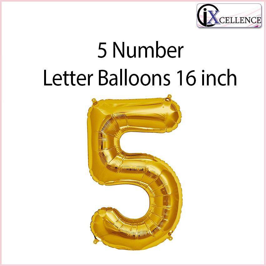 [IX] NUMBER 5 Letter Balloon 16 inch (Gold) toys for girls