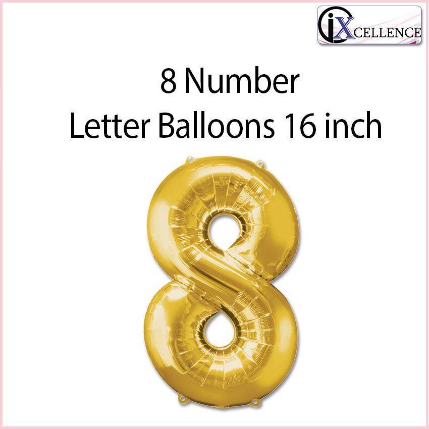 [IX] NUMBER 8 Letter Balloon 16 inch (Gold) toys for girls