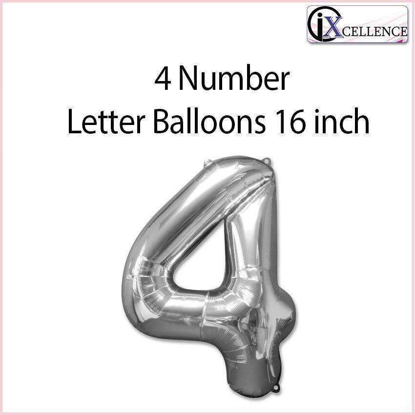 [IX] Number 4 letter Balloon 16 inch (Silver) toys for girls